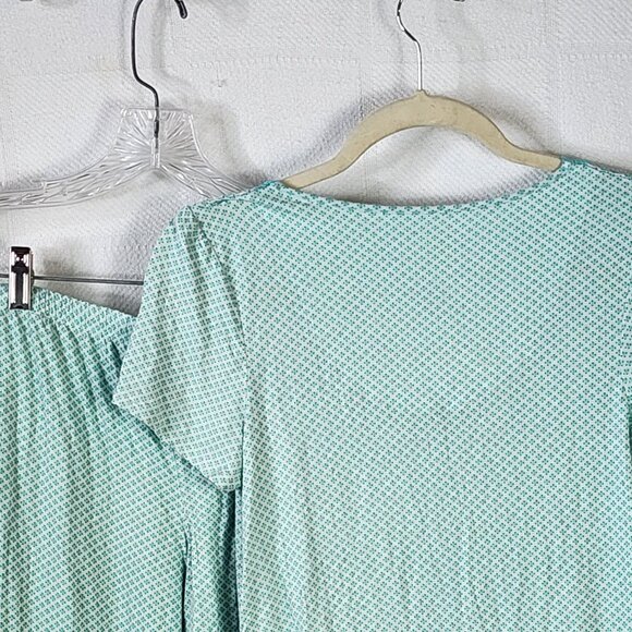 Apt. 9 Intimates Green Pattern with Lace Trim and Satin Tie Pajama Set Size S - Picture 11 of 16